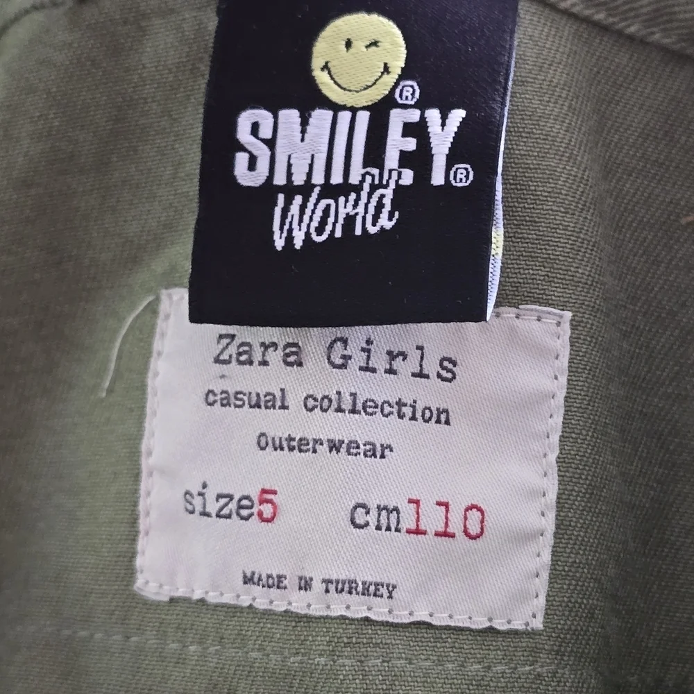 Zara Kids Green Jean Jacket with Colorful Patches
